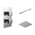 Cubix Polished Chrome Twin Thermostatic Valve Mixer Shower with Square Fixed Head and Wall Arm Left Hand Side View thumbnail