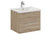 A modern oak 2 drawer vanity unit and basin