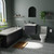 A modern bathroom suite including straight single ended bath, vanity unit and close coupled toilet