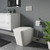 A modern back to wall toilet including concealed cistern and flush plate