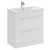 A modern white vanity unit and basin