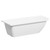 A traditional white left hand single ended freestanding shower bath