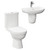 A modern white close coupled toilet and basin set