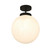 Forum Spa Porto Matt Black/Opal 250mm 1 Lamp Semi-Flush Ceiling Light - SPA-31309-MBlk Front View