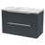 Hudson Reed Fluted Satin Anthracite 800mm Wall Hung 2 Drawer Vanity Unit with Grey Worktop - DFF1495LBG Main View