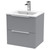 Hudson Reed Fluted Satin Grey 500mm Wall Hung 2 Drawer Vanity Unit with 18mm Profile Basin - DFF292B Main View