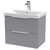 Hudson Reed Fluted Satin Grey 600mm Wall Hung 2 Drawer Vanity Unit with 50mm Profile Basin - DFF293D Main View