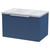 Hudson Reed Fluted Satin Blue 600mm Wall Hung Single Drawer Vanity Unit with Grey Worktop - DFF394LBG Main View