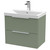Hudson Reed Fluted Satin Green 600mm Wall Hung 2 Drawer Vanity Unit with 50mm Profile Basin - DFF893D Main View