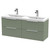 Hudson Reed Fluted Satin Green 1200mm Wall Hung 4 Drawer Vanity Unit with Double Ceramic Basin - DFF893F Main View