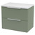 Hudson Reed Fluted Satin Green 600mm Wall Hung 2 Drawer Vanity Unit with Sparkling White Worktop - DFF893LSW Main View