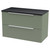 Hudson Reed Fluted Satin Green 800mm Wall Hung 2 Drawer Vanity Unit with Sparkling Black Worktop - DFF895LSB Main View