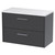 Hudson Reed Juno Graphite Grey 800mm Wall Hung 2 Drawer Vanity Unit with Sparkling White Worktop - JNU2226LSW Main View