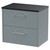 Hudson Reed Juno Coastal Grey 600mm Wall Hung 2 Drawer Vanity Unit with Sparkling Black Worktop - JNU2324LSB Main View