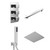 Cubix Polished Chrome Triple Thermostatic Valve Mixer Shower with Square Fixed Head and Square Handset Outlet Holder Left Hand Side View thumbnail