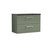 Nuie Arno Satin Green 800mm Wall Hung 2 Drawer Vanity Unit with Sparkling Black Laminate Worktop - ARN826LSB Front View