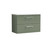 Nuie Arno Satin Green 800mm Wall Hung 2 Drawer Vanity Unit with Sparkling White Laminate Worktop - ARN826LSW Front View