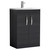 Nuie Athena Charcoal Black 600mm 2 Door Vanity Unit with 30mm Profile Curved Basin - ATH026G Main Image