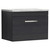Nuie Athena Charcoal Black 600mm Wall Hung Single Drawer Vanity Unit with Bellato Grey Laminate Worktop - ATH040LBG Main Image