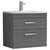 Nuie Athena Anthracite Woodgrain 600mm Wall Hung 2 Drawer Vanity Unit with 30mm Profile Curved Basin - ATH046G Main Image