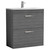 Nuie Athena Anthracite Woodgrain 800mm 2 Drawer Vanity Unit with 30mm Profile Curved Basin - ATH053G Main Image