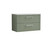 Nuie Deco Satin Green 800mm Wall Hung 2 Drawer Vanity Unit with Bellato Grey Laminate Worktop - DPF895LBG Front View