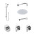 Nuie Arvan Chrome 3 Outlet Concealed Thermostatic Shower Bundle including Wall Fixed Head with Slide Rail Kit and Bath Spout - SBR136ST3 Front View