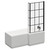 Loire 1700mm Right Hand L Shaped Shower Bath with Matt Black Bath Screen and Gloss Grey Pearl Front and End Bath Panel Left Hand View