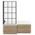 Loire 1700mm Left Hand L Shaped Shower Bath with Matt Black Bath Screen and Bordalino Oak Front and End Bath Panel Front View