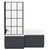 Loire 1700mm Left Hand L Shaped Shower Bath with Matt Black Bath Screen and Gloss Grey Front and End Bath Panel Front View