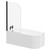 Arc 1700mm x 750mm Left Hand Curved Shower Bath with Matt Black Bath Screen and White Acrylic Front Bath Panel Right Hand Side View thumbnail