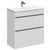 City Gloss White 800mm Floor Standing 2 Drawer Vanity Unit and Curved Basin with 1 Tap Hole Left Hand View