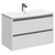 City Gloss White 800mm Wall Mounted 2 Drawer Vanity Unit and Curved Basin with 1 Tap Hole Left Hand View