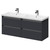 City Gloss Grey 1200mm Wall Mounted 4 Drawer Vanity Unit and Twin Polymarble Basin with 1 Tap Hole Right Hand Side View