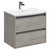 City Molina Ash 600mm Wall Mounted 2 Drawer Vanity Unit and Curved Basin with 1 Tap Hole Left Hand View