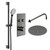 Colore Round Gunmetal Grey Concealed Push Button Twin Thermostatic Shower Valve Including 300mm Fixed Shower Head with Wall Arm and Slide Rail Kit Left Hand View