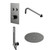 Colore Round Gunmetal Grey Concealed Push Button Twin Thermostatic Shower Valve Including 300mm Fixed Shower Head with Wall Arm and Shower Outlet Holder with Kit Right Hand Side View
