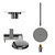 Colore Round Gunmetal Grey Concealed Push Button Twin Thermostatic Shower Valve Including 200mm Fixed Shower Head with Wall Arm and Slide Rail Kit Top View from Above