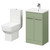 Alessio Olive Green 500mm Vanity Unit and Toilet Suite including Open Back Toilet and Floor Standing Vanity Unit with 2 Doors and Polished Chrome Handles Right Hand View