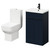 Alessio Deep Blue 500mm Vanity Unit and Toilet Suite including Open Back Toilet and Floor Standing Vanity Unit with 2 Doors and Matt Black Handles Right Hand View