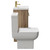 Alessio Bordalino Oak 500mm Vanity Unit and Toilet Suite including Open Back Toilet and Floor Standing Vanity Unit with 2 Doors and Brushed Brass Handles Side View