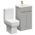 Alessio Gloss Grey Pearl 500mm Vanity Unit and Toilet Suite including Open Back Toilet and Floor Standing Vanity Unit with 2 Doors and Brushed Brass Handles Left Hand View