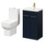 Alessio Deep Blue 500mm Vanity Unit and Toilet Suite including Open Back Toilet and Floor Standing Vanity Unit with 2 Doors and Brushed Brass Handles Right Hand View