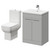 Alessio Gloss Grey Pearl 600mm Vanity Unit and Toilet Suite including Open Back Toilet and Floor Standing Vanity Unit with 2 Doors and Polished Chrome Handles Right Hand View