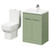 Alessio Olive Green 600mm Vanity Unit and Toilet Suite including Open Back Toilet and Floor Standing Vanity Unit with 2 Doors and Polished Chrome Handles Right Hand View