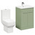 Alessio Olive Green 600mm Vanity Unit and Toilet Suite including Open Back Toilet and Floor Standing Vanity Unit with 2 Doors and Polished Chrome Handles Left Hand View