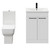 Alessio Gloss White 600mm Vanity Unit and Toilet Suite including Open Back Toilet and Floor Standing Vanity Unit with 2 Doors and Matt Black Handles Front View