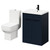 Alessio Deep Blue 600mm Vanity Unit and Toilet Suite including Open Back Toilet and Floor Standing Vanity Unit with 2 Doors and Matt Black Handles Right Hand View