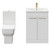 Alessio Gloss White 600mm Vanity Unit and Toilet Suite including Open Back Toilet and Floor Standing Vanity Unit with 2 Doors and Brushed Brass Handles Front View