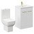 Alessio Gloss White 600mm Vanity Unit and Toilet Suite including Open Back Toilet and Floor Standing Vanity Unit with 2 Doors and Brushed Brass Handles Left Hand View